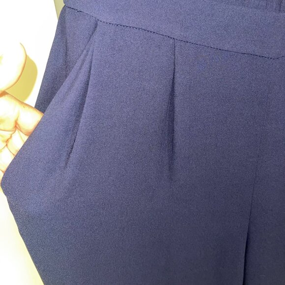 Diane Von Furstenberg Womens Jumpsuit Size 10 Blue Lucy Crepe Pockets Boat Neck - Picture 14 of 16